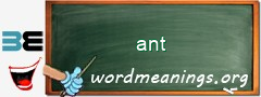 WordMeaning blackboard for ant